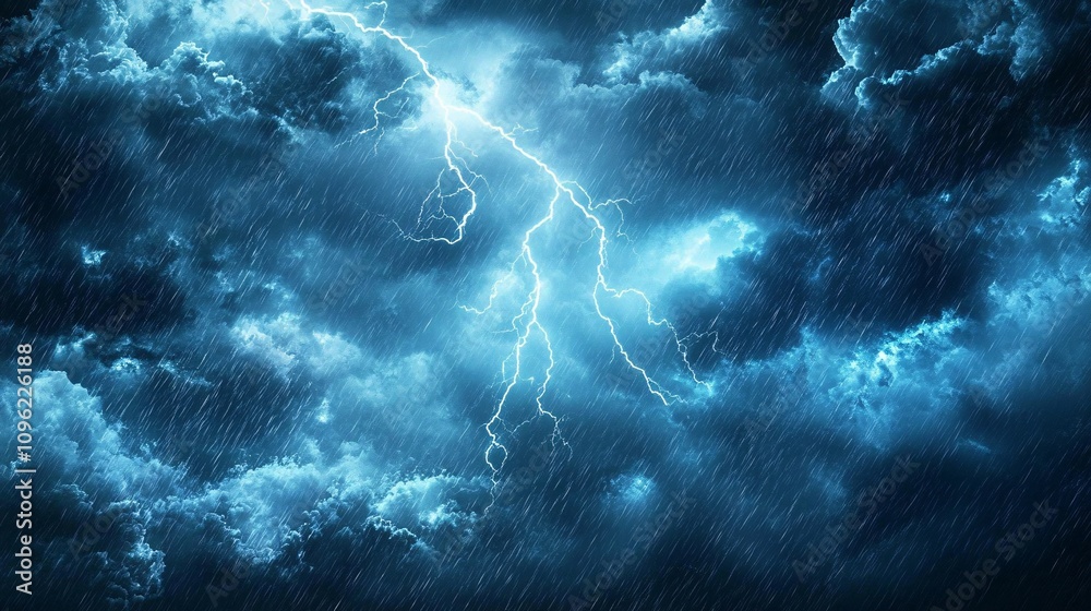 Dramatic Storm Clouds with Lightning Bolt Illuminating the Sky Dramatic Storm Clouds with Lightning Bolt Illuminating the Sky