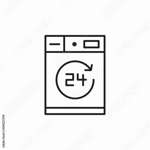 24 hours laundry icon sign vector