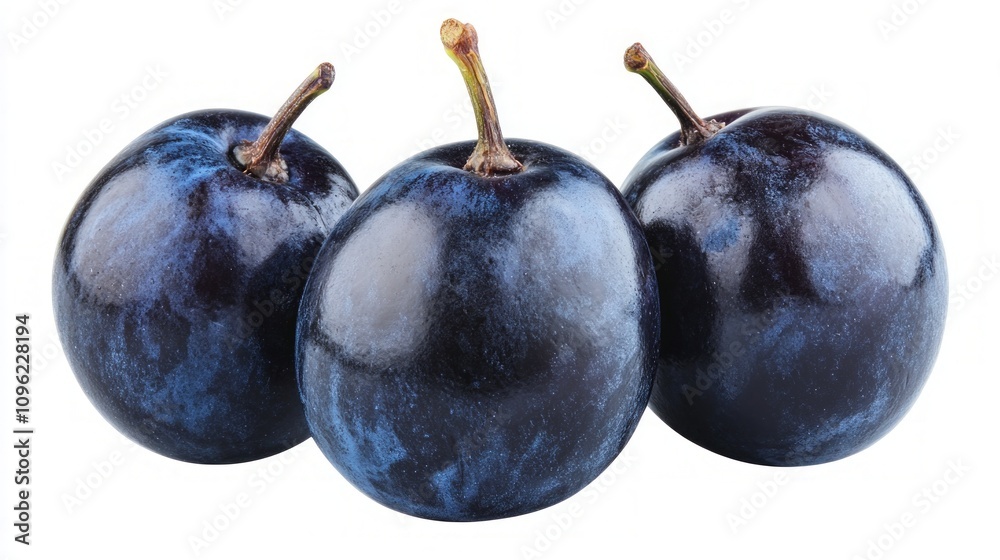Obraz premium Three Exquisite Dark Blue Plums