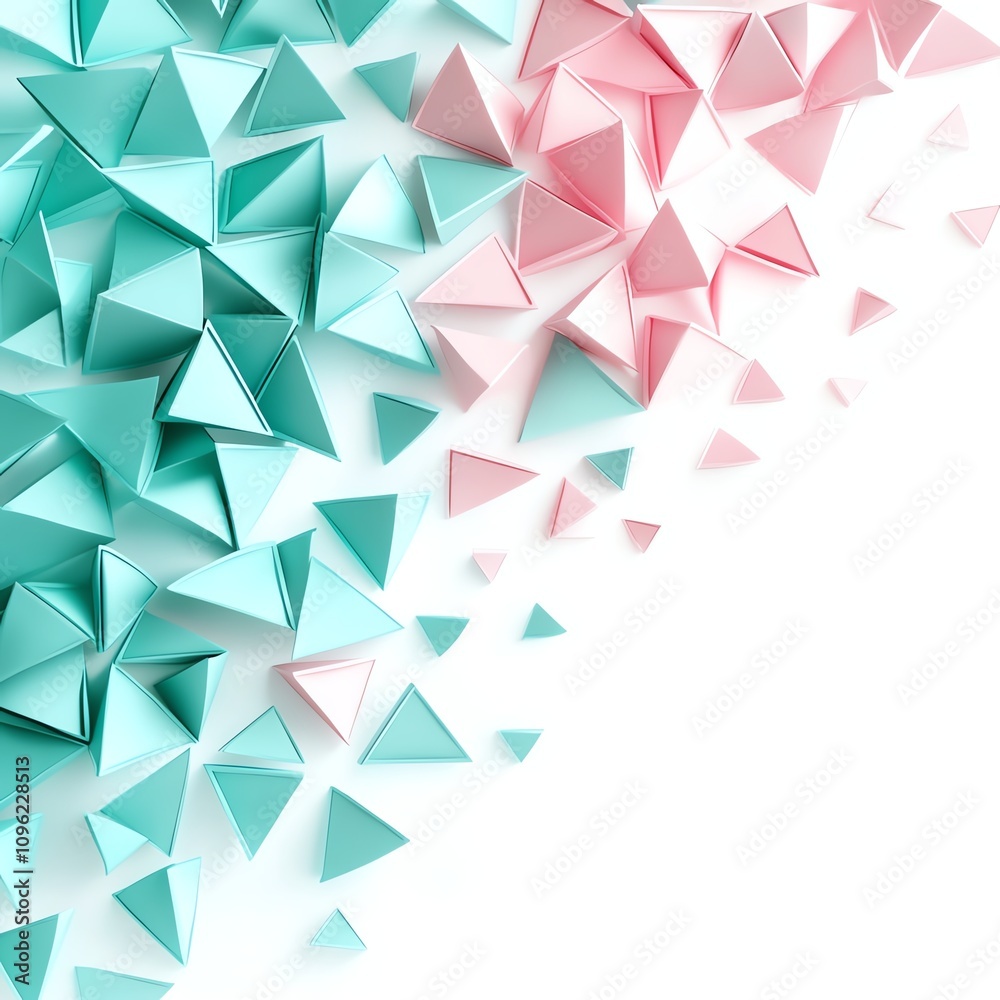 Colorful paper triangles arranged creatively on a white background. Colorful paper triangles arranged creatively on a white background.