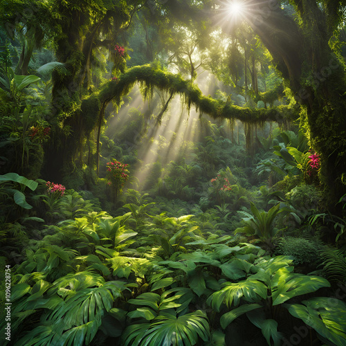 A beautiful tropical rainforest view 