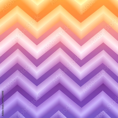 Colorful zigzag pattern, vibrant gradient of orange and purple, white isolate background.