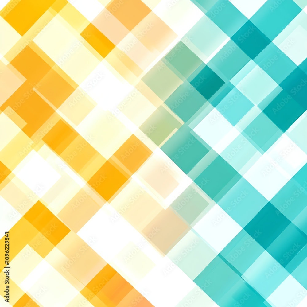 Colorful abstract geometric pattern with squares in yellow and turquoise hues. Colorful abstract geometric pattern with squares in yellow and turquoise hues.