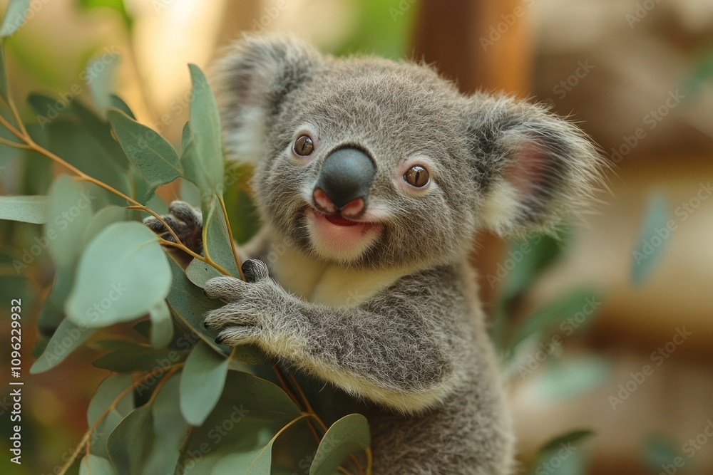 Adorable Koala on Eucalyptus Branch Adorable Koala on Eucalyptus Branch