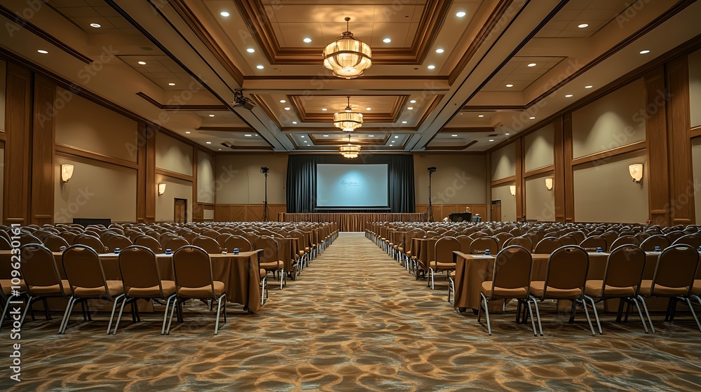 Fototapeta premium Conference setup convention center event space indoor wide-angle view