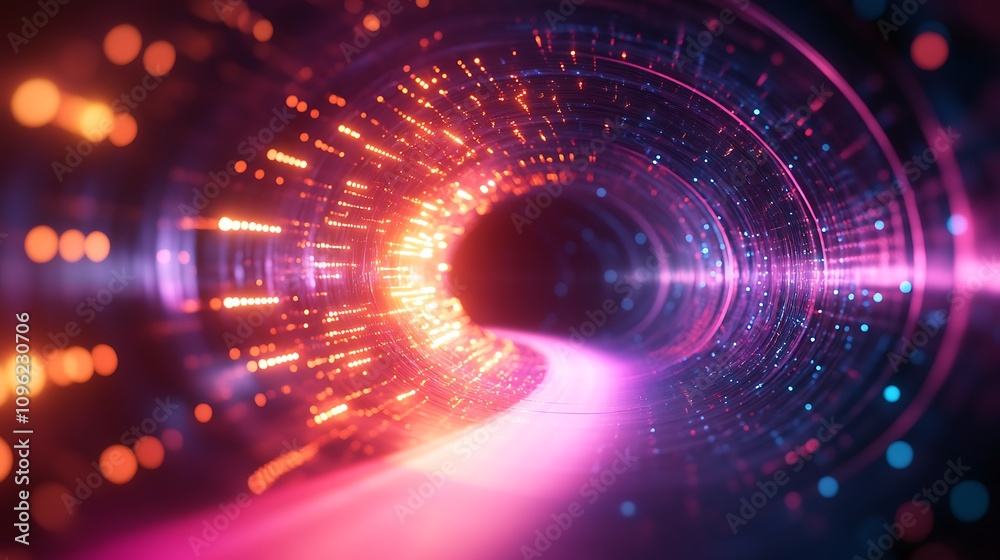 Obraz premium Dynamic light tunnel experience virtual space digital art sci-fi concept