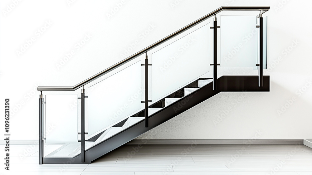 Stylish Steel Railing with Frosted Glass Dividers for Modern Spaces. Stylish Steel Railing with Frosted Glass Dividers for Modern Spaces.