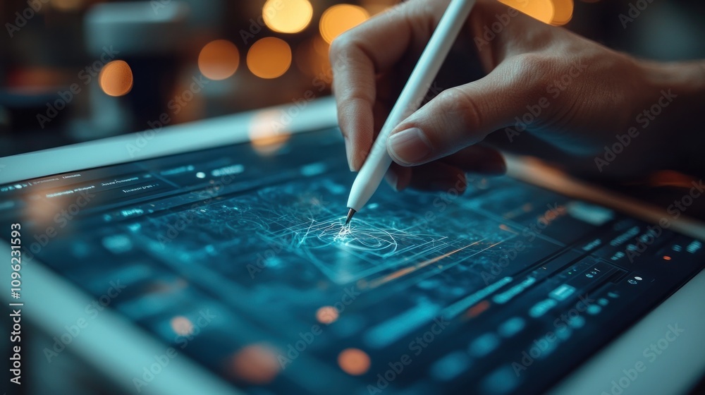Digital Artist Using Stylus on Tablet Digital Artist Using Stylus on Tablet