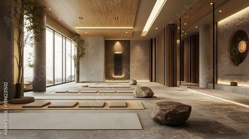 Karate dojo with traditional elements and calming interior
