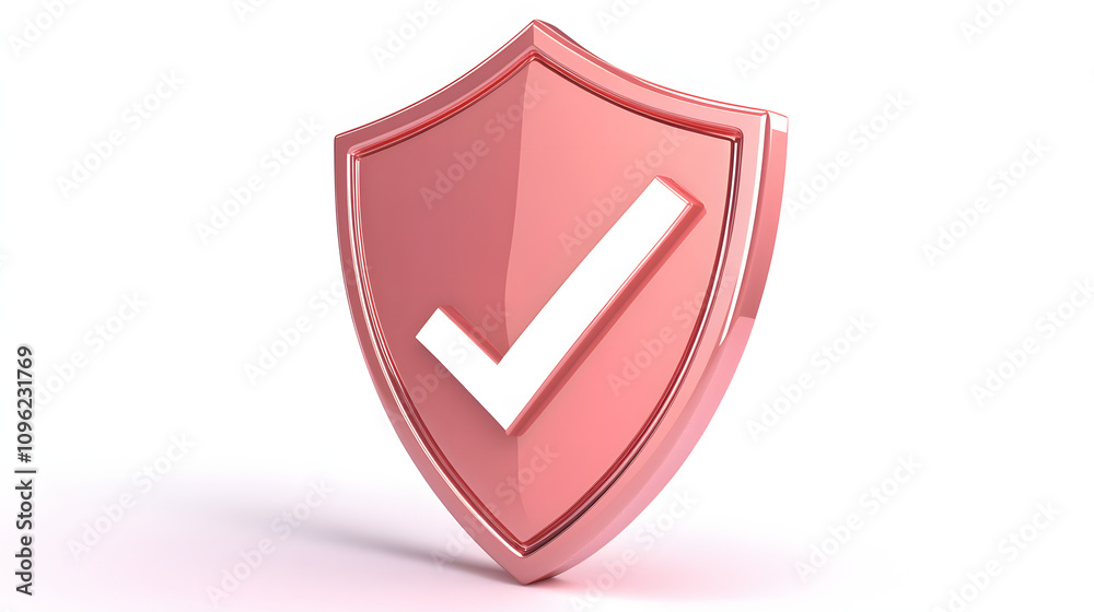 
cartoon 3d Icon safety shield check mark perspective . . 3d vector illustration. white background