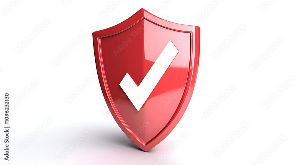 
cartoon 3d Icon safety shield check mark perspective . . 3d vector illustration. white background