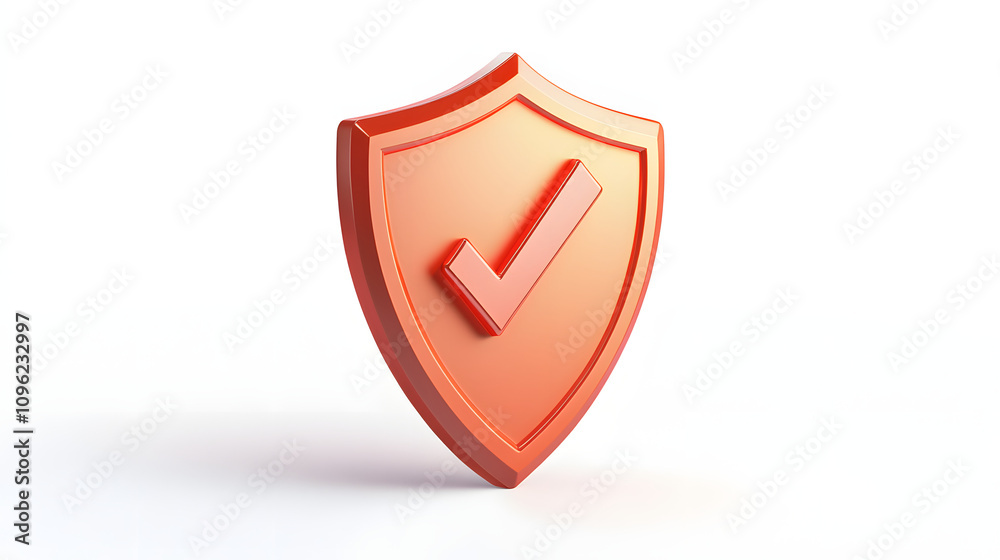 
cartoon 3d Icon safety shield check mark perspective . . 3d vector illustration. white background