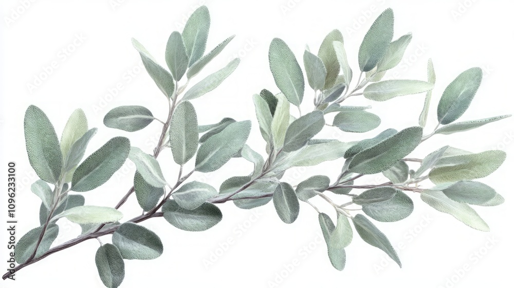 Naklejka premium Delicate Sage Branch Art Print