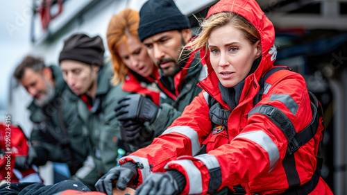 a team of brave and beautiful paramedics at work.