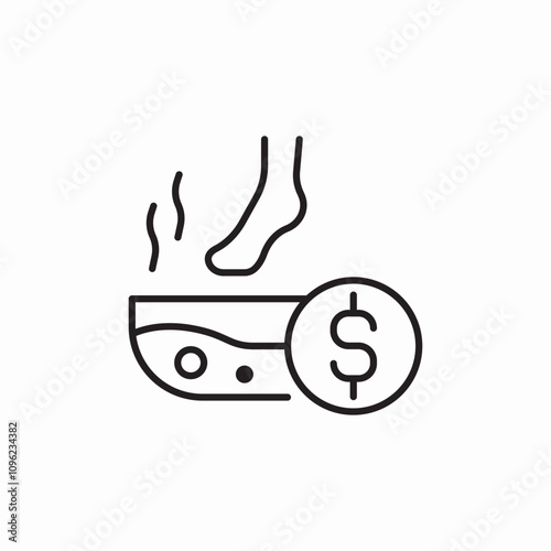spa feet wash basin price icon sign vector