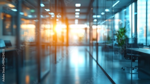 Office sunset reflection corporate building photography indoor perspective modern workspace