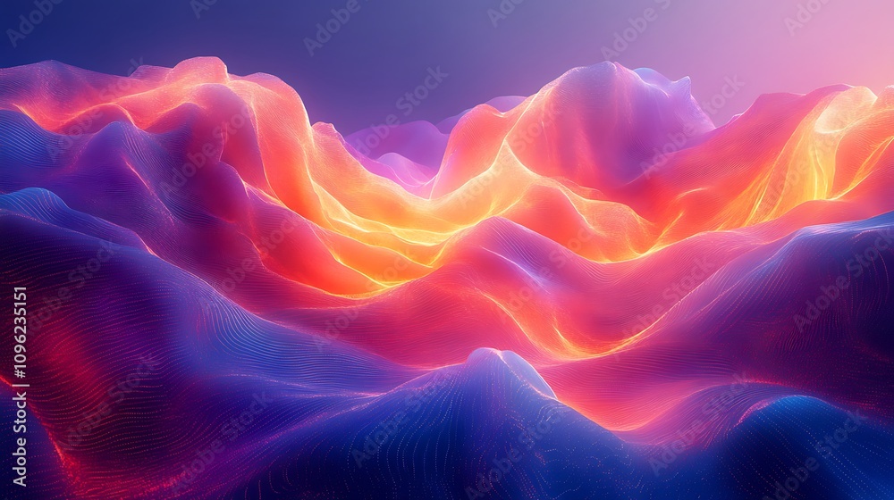Fototapeta premium Dynamic abstract waves digital art vibrant colors conceptual aesthetic