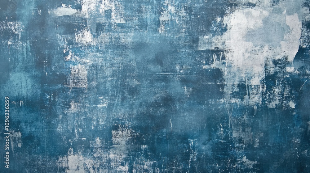Fototapeta premium Textured blue abstract canvas artwork featuring a blend of deep and light hues with a weathered, artistic finish, creating a striking background for various design purposes.