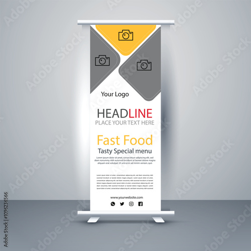 Retractable x stand banner pull popup banner template with a distinctive design for a stylish corporate business roll-up banner signs standee