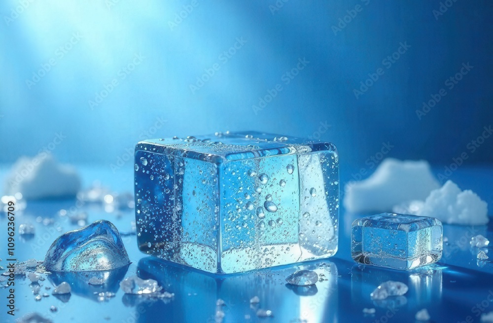 ice cubes on blue background ice cubes on blue background