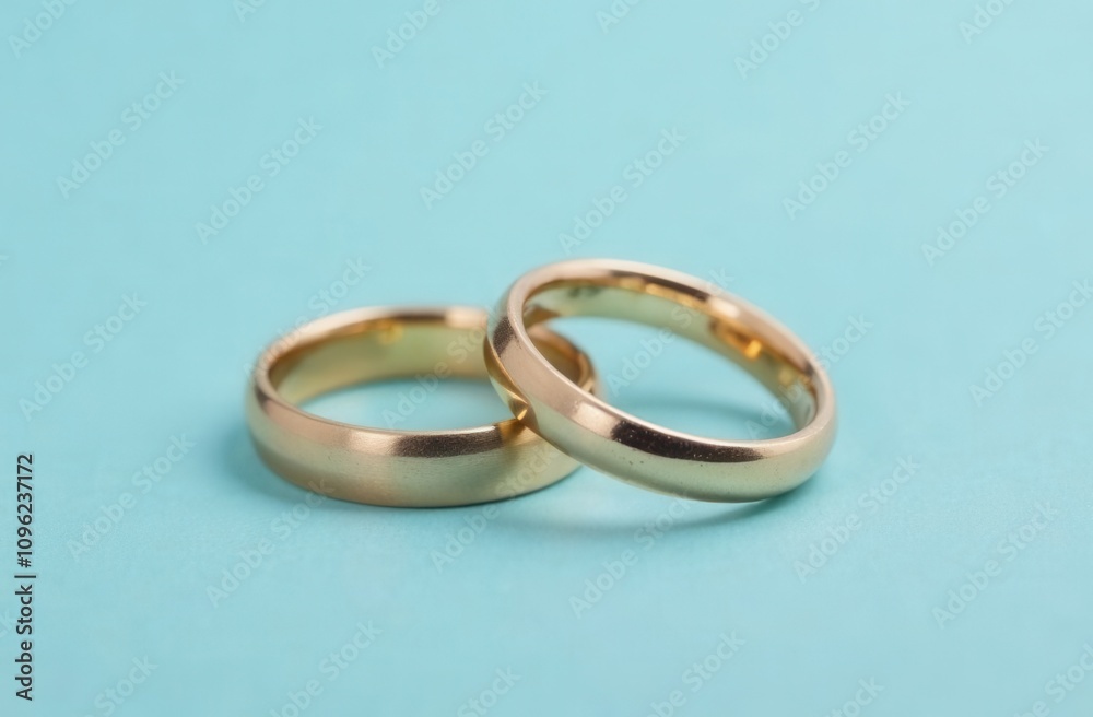 wedding rings on blue background