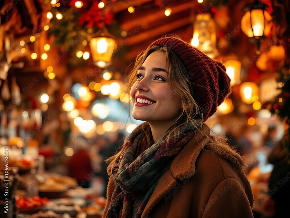 Charming Krakow Christmas market portraits, twilight glow.