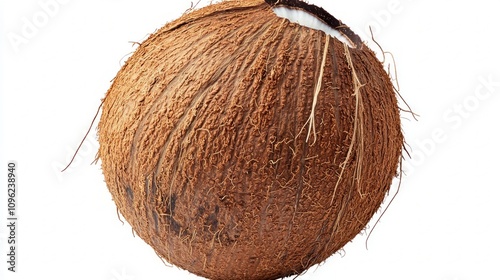 Close up of a single ripe coconut