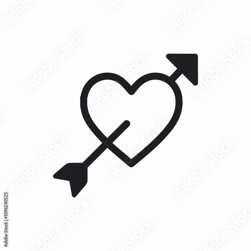 arrow with heart icon sign vector