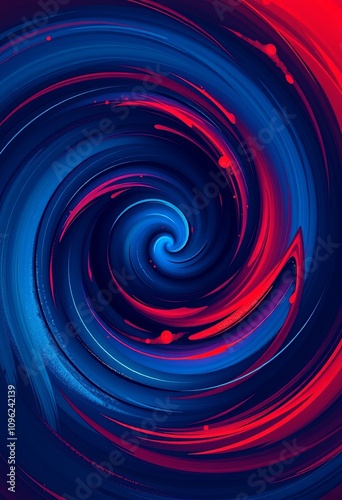 Swirling cosmic vortex of deep indigo and fiery crimson brushstrokes for widescreen backgrounds