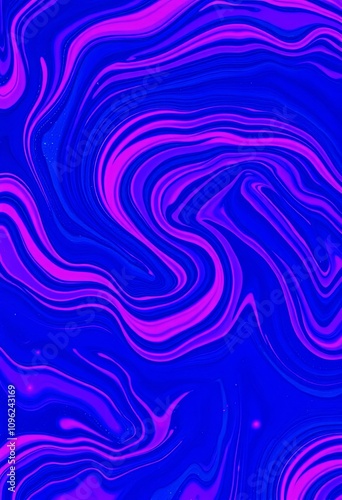 Swirling indigo and magenta abstract for widescreen backgrounds with iridescent sheens and copy space