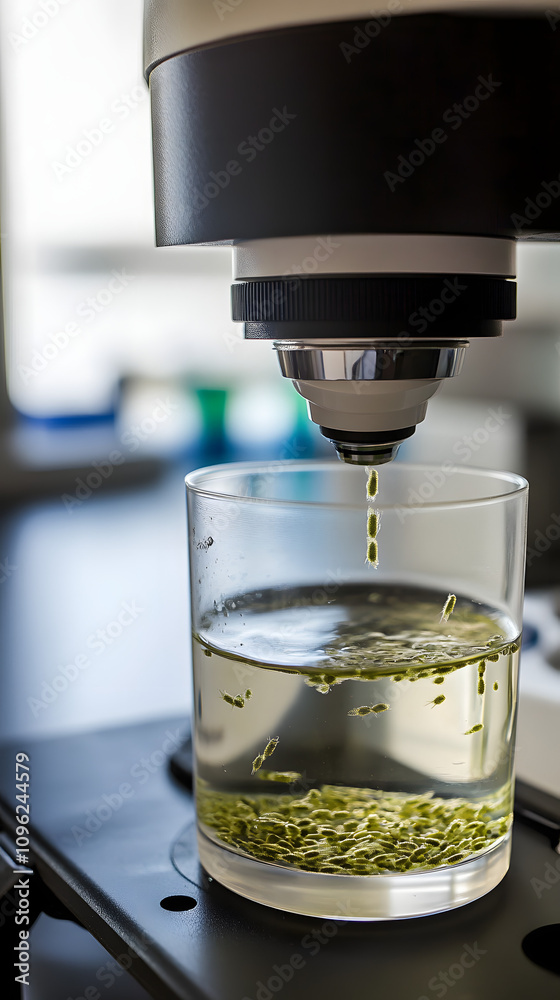 Microscopic view of mosquito larvae in a water sample, highlighting aquatic insect life, vector-borne disease research, environmental science, and the ecological role of mosquitoes in their larval sta