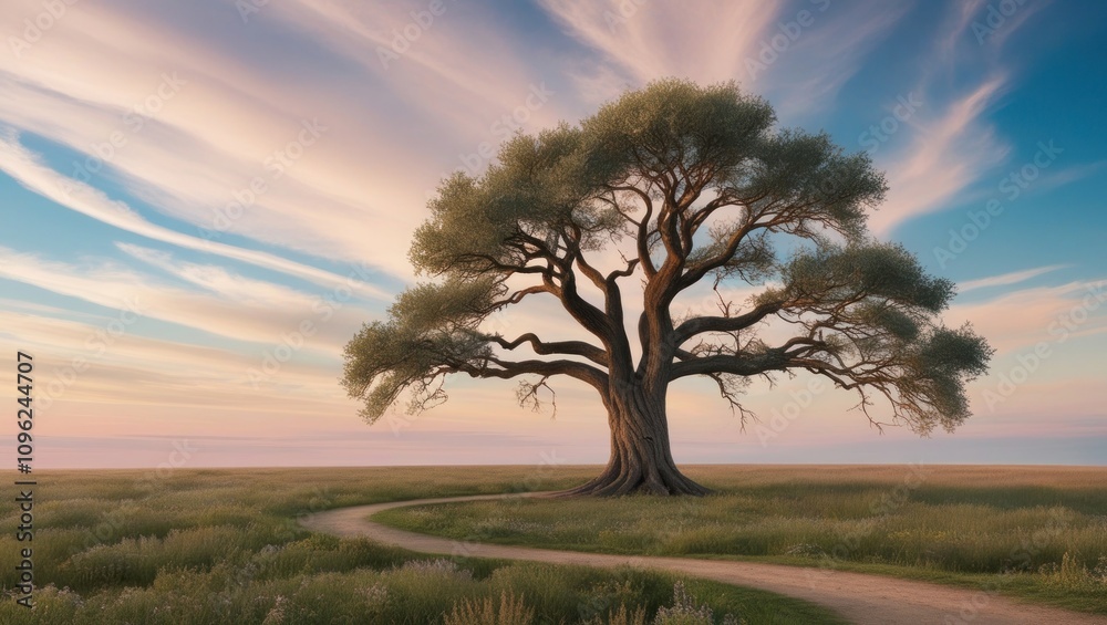 Fototapeta premium lone tree in sunset
