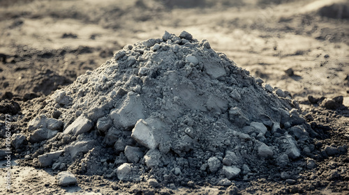 Minimalist composition of fly ash pile on a natural ground surface