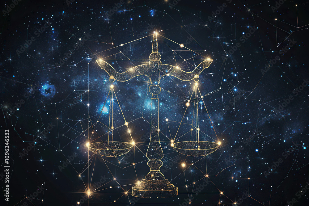 Astrological composition with concept of Libra zodiac sign symbol Astrological composition with concept of Libra zodiac sign symbol