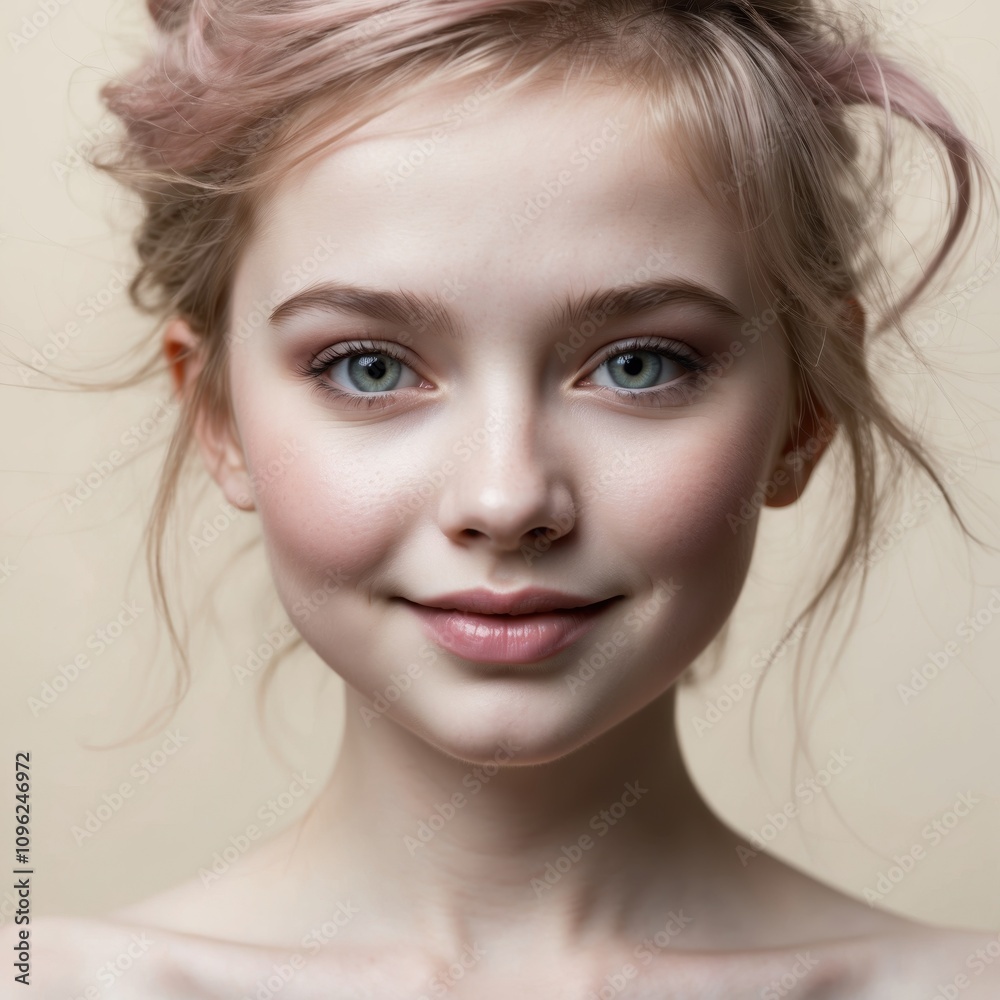 An exclusive close-up of a beautiful girl's face, showcasing her stunning features and captivating expression, radiating elegance and charm An exclusive close-up of a beautiful girl's face, showcasing her stunning features and captivating expression, radiating elegance and charm