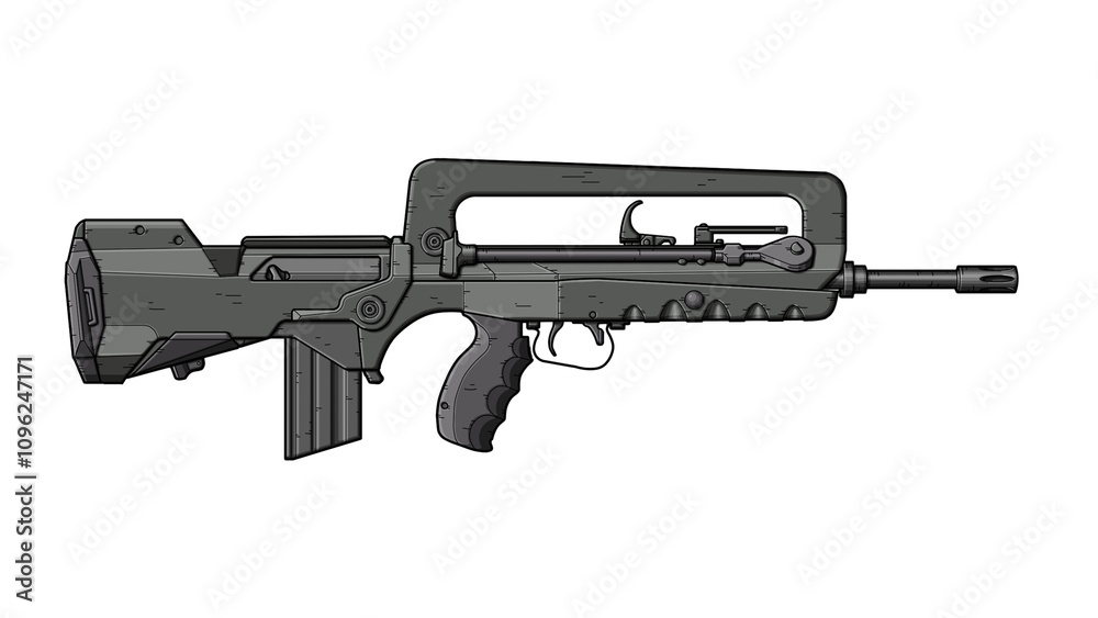 Poster side view of upgraded French famas f1 bullpup assault rifle on a ...