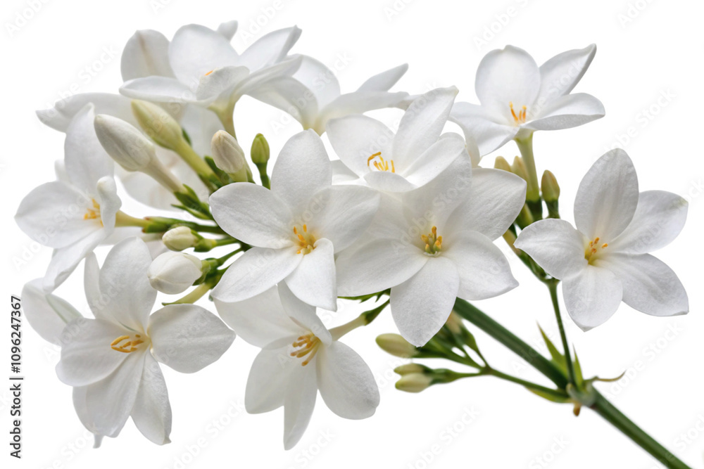 Set with four white flowers,Close-up of white flowers against white background Set with four white flowers,Close-up of white flowers against white background
