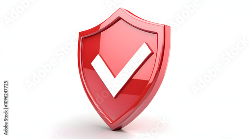  cartoon 3d Icon safety shield check mark perspective . . 3d vector illustration. white background