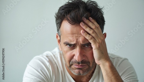 Man expressing frustration with hand on forehead, stress concept