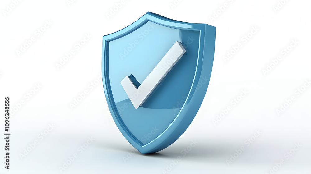 
cartoon 3d Icon safety shield check mark perspective . . 3d vector illustration. white background