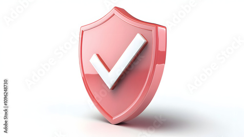  cartoon 3d Icon safety shield check mark perspective . . 3d vector illustration. white background