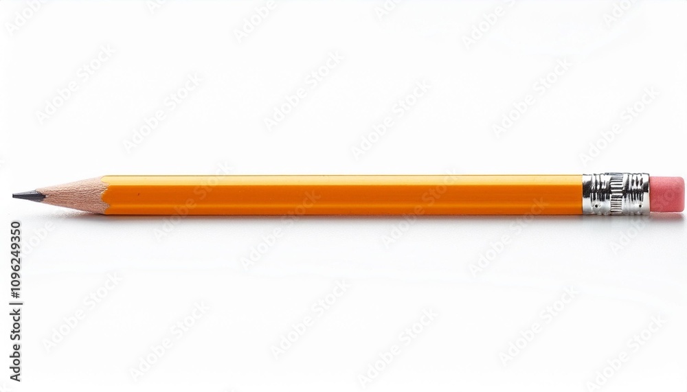 yellow orange pencil with eraser isolated on a white background yellow orange pencil with eraser isolated on a white background