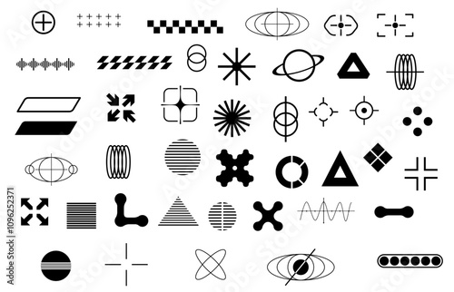 Futuristic streetwear cyberpunk shape element technology graphic vector Element 