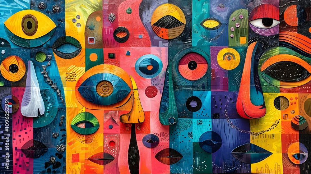 Naklejka premium Abstract Peruvian textile illustration with bold colures