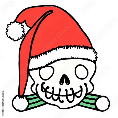 Festive Skull with Santa Hat. png 400