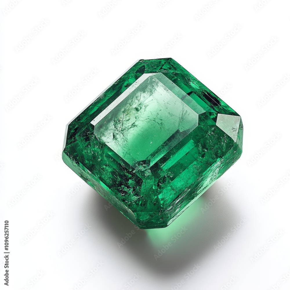Exquisite Emerald with Deep Green Hues on White Background