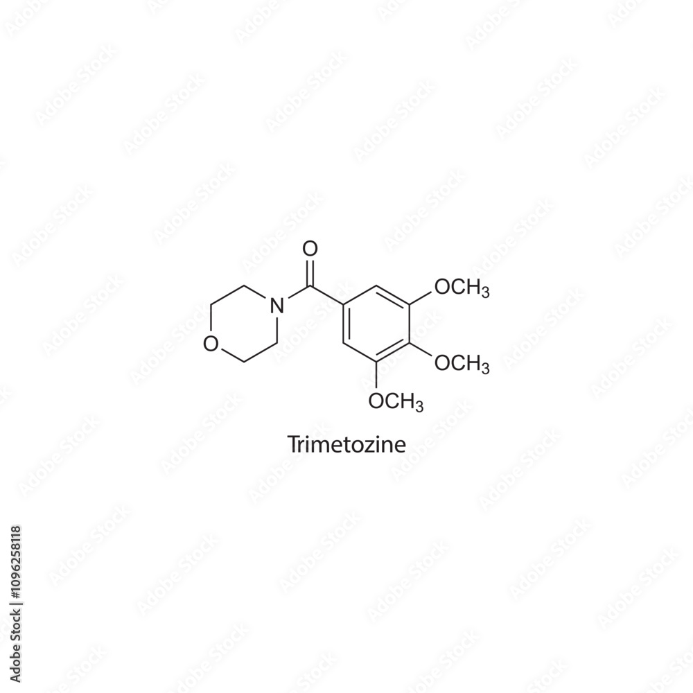 Fototapeta premium Trimetozine flat skeletal molecular structure Sedative drug used in insomnia treatment. Vector illustration scientific diagram.