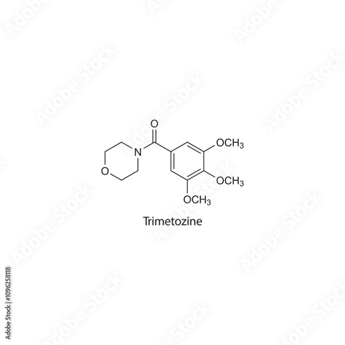 Trimetozine flat skeletal molecular structure Sedative drug used in insomnia treatment. Vector illustration scientific diagram.
