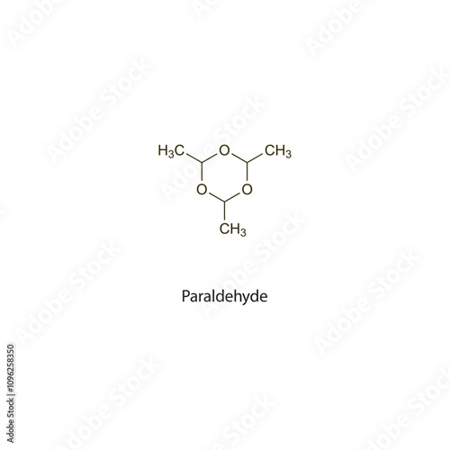 Paraldehyde flat skeletal molecular structure Sedative drug used in status epilepticus treatment. Vector illustration scientific diagram.