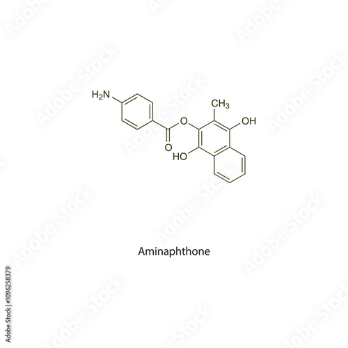 Aminaphthone flat skeletal molecular structure Antifibrinolytics  drug used in haemorrhage treatment. Vector illustration scientific diagram.
